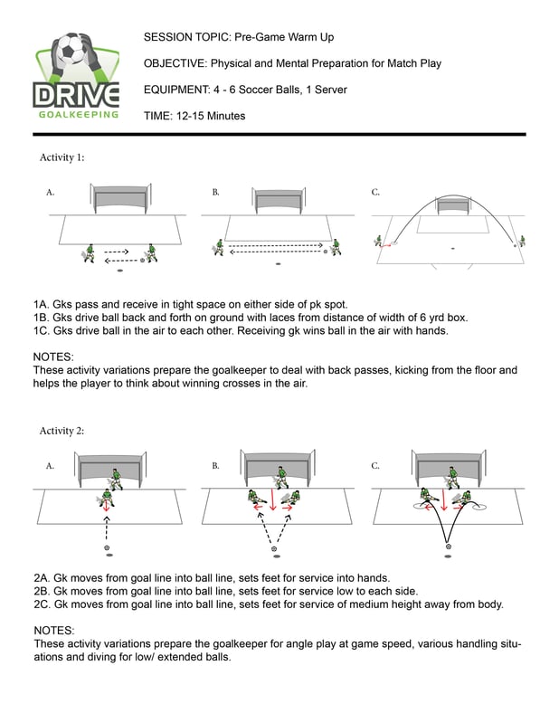Four Pre-Game Warm Up Activities to Try Before Your Goalkeeper's Next Match PART 1